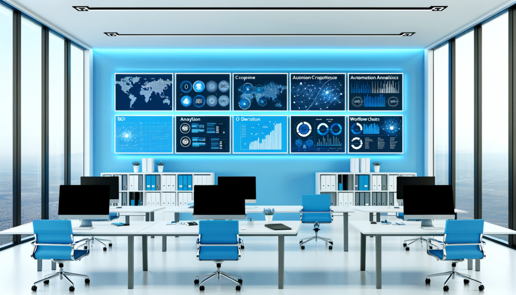 Business automation case studies dashboard showing ROI metrics and workflow performance analytics