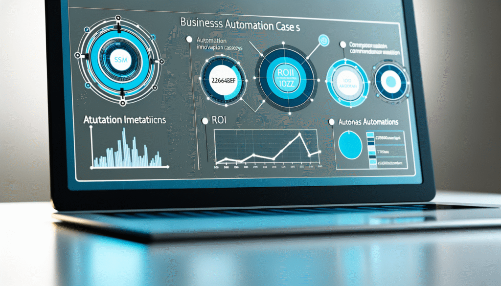 Business automation case studies ROI dashboard showing performance metrics and efficiency improvements
