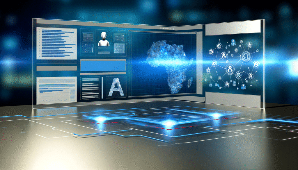 AI automation trends dashboard showing intelligent business workflows and data analytics for modern operations