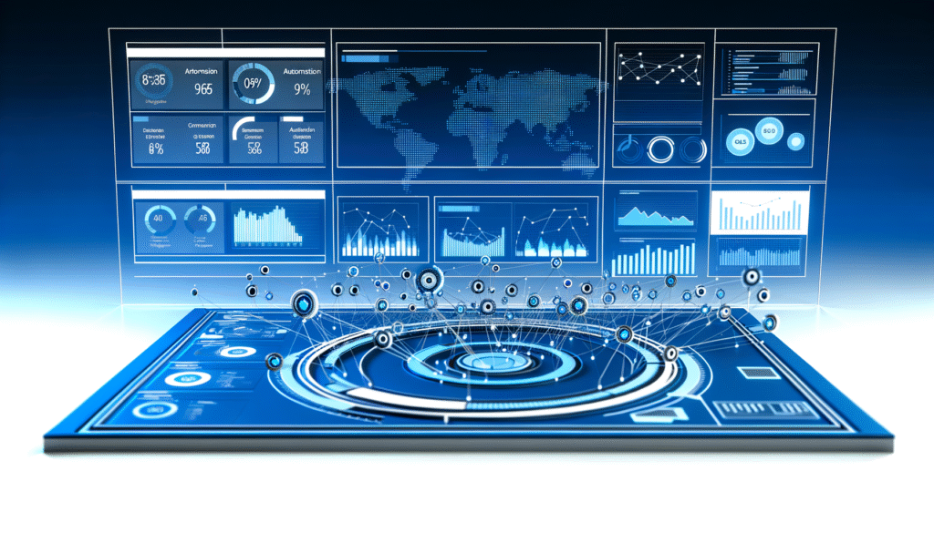 Business automation case studies dashboard showing workflow efficiency metrics and performance analytics