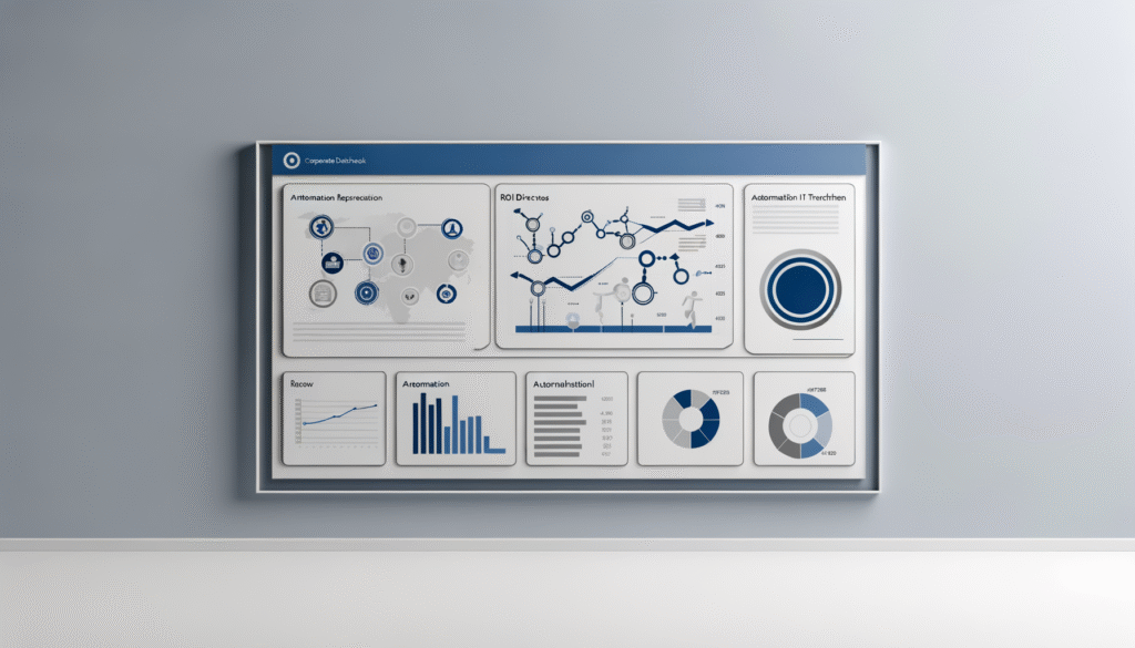 Business automation case studies showing workflow optimization and ROI results dashboard