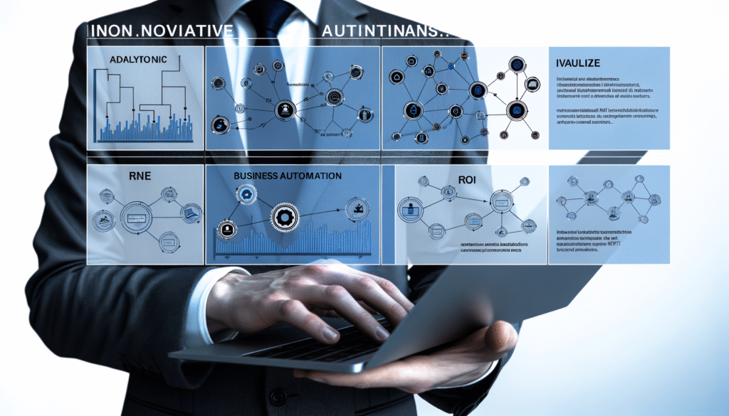 Business automation case studies dashboard showing ROI metrics and workflow analytics