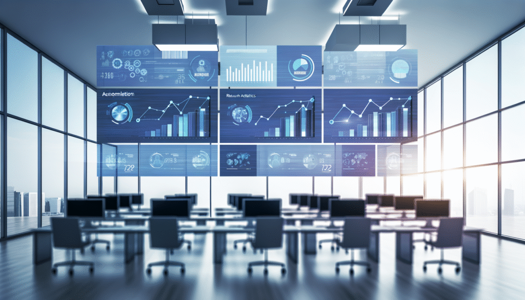 Business automation case studies dashboard showing ROI analytics and workflow optimization results