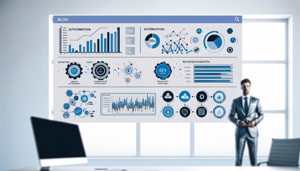 Business automation case studies dashboard showing workflow optimization and ROI metrics