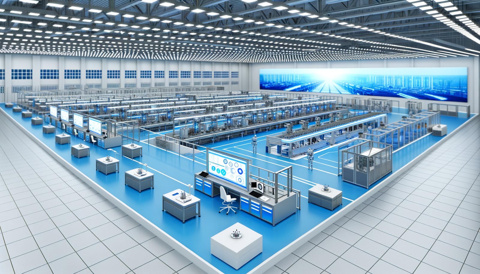 Manufacturing automation success story showing modern automated production facility with intelligent systems