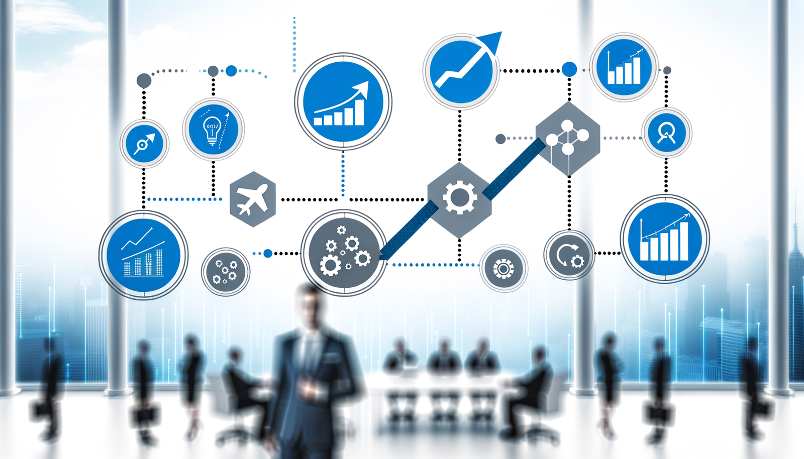 Automation success stories visualization showing business transformation and operational excellence metrics