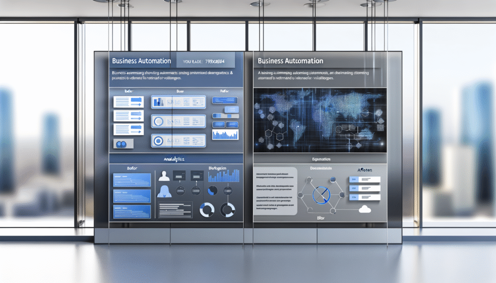 Business automation case studies dashboard showing ROI metrics and workflow optimization results
