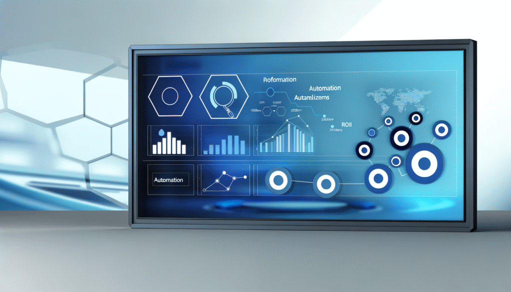 Business automation case studies dashboard showing workflow improvements and ROI metrics